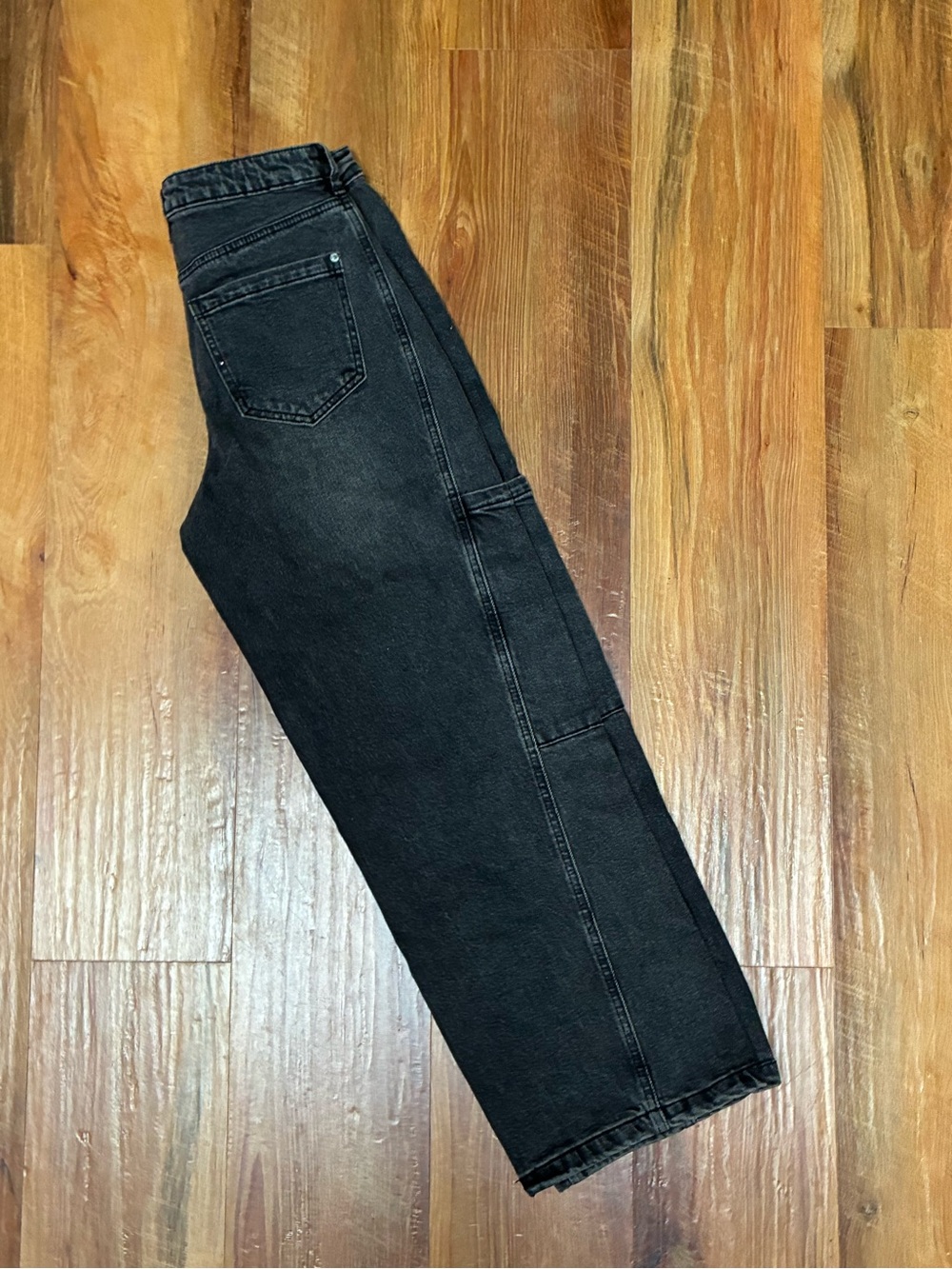 NWT Madden NYC Cargo Skater High Waist Wide-Leg Jeans in Washed Black Gray 4 - Picture 7 of 7